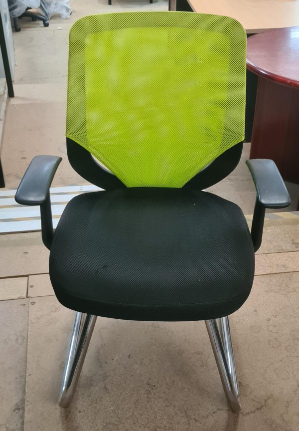 Check out this vibrantly-coloured waiting chair.  We have 5 in stock.