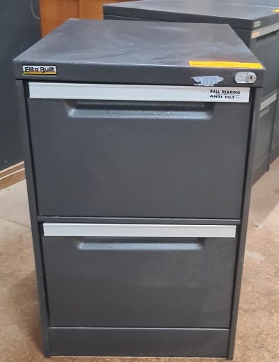 2-drawer filing cabinet in charcoal grey